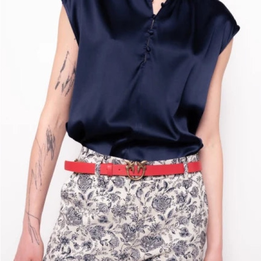 Pinko Red Belt with Gold Chain